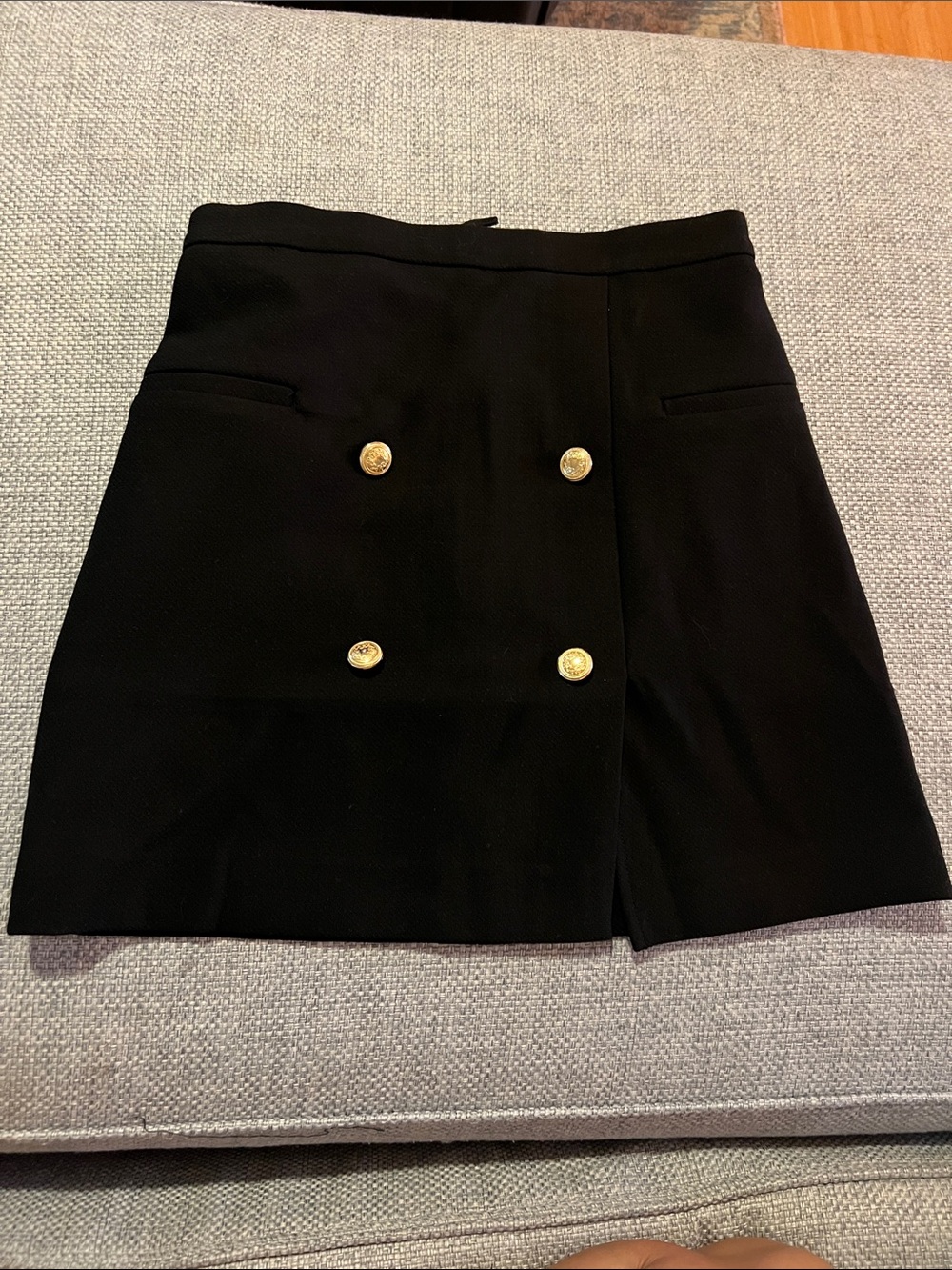 H&M Black Mini Skirt with Gold Buttons